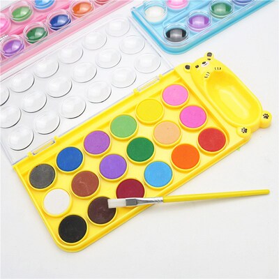 Children's beginner solid watercolor paint 12 18 colors set
