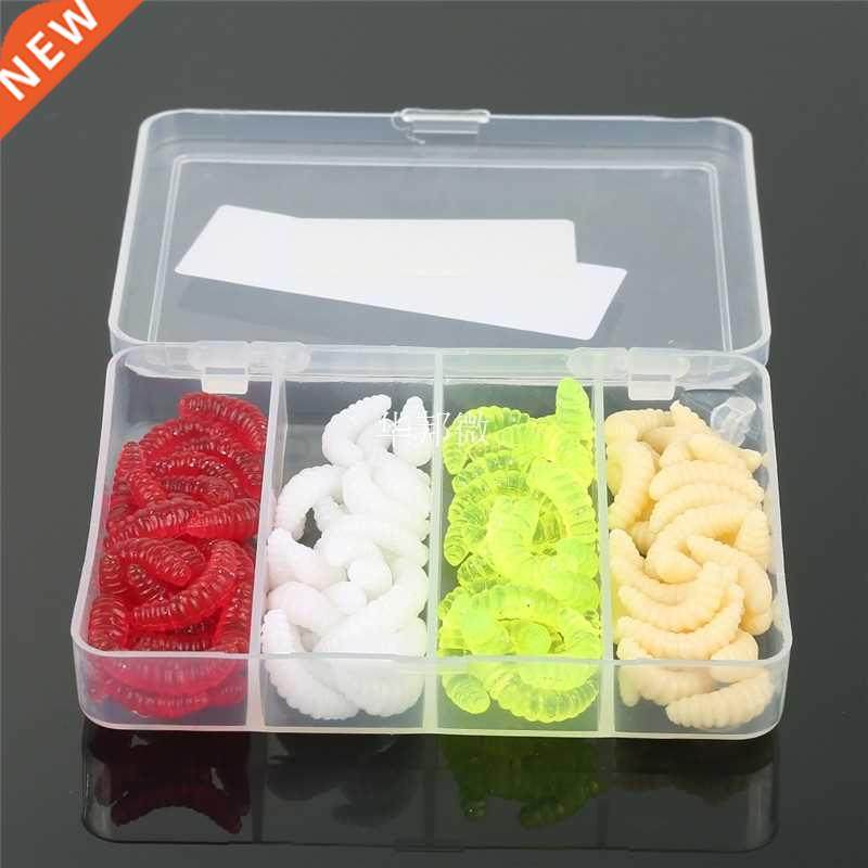 100PCS 0.5g Fishing Lure Maggot Grub 4 Colors Soft Lure Bait