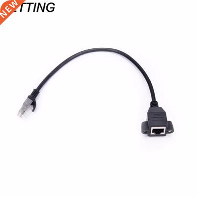 JETTING 1PCS Black RJ45 Male to Female Screw Panel Mount Eth
