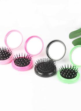 1pc Folding Comb with Mirror Compact Pocket Mirror Portable