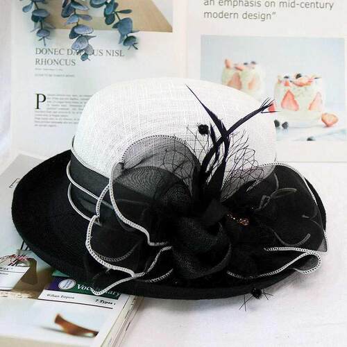 Women Chic Fascinator Hat Cocail Party Fedora Hat Fashion