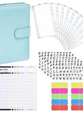 A6 PU Budget Binder Planner with 10Pcs Binder Pockets Loose
