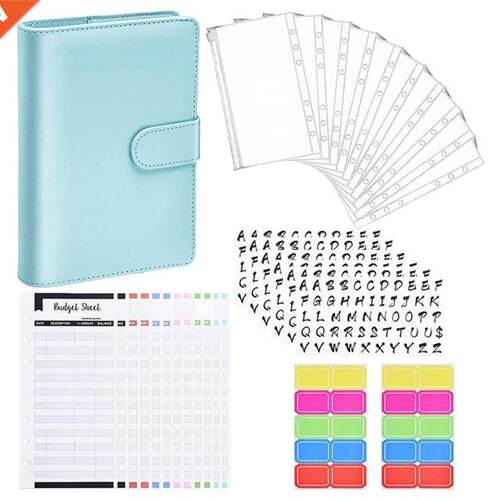 A6 PU Budget Binder Planner with 10Pcs Binder Pockets Loose