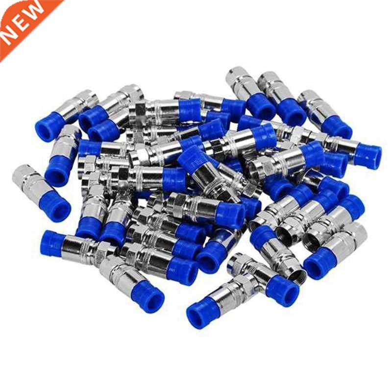 50PCS RG6 Compression Connectors Coaxial Cable Waterproof Co