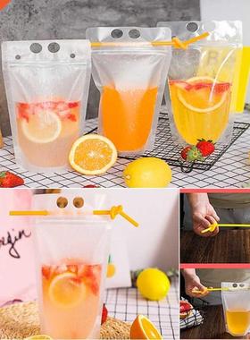 100pcs Transparent Stand Up Spout Beverage Bags Plastc Spou