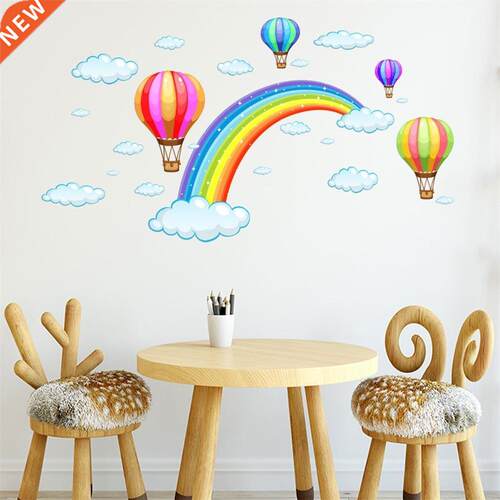 Funny Mobile Rainbow Hot air Balloon Creative Wall Sticker