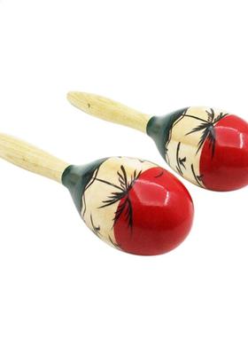 2PCS Wooden Large Maracas Rumba Shakers Rattles Sand Hammer