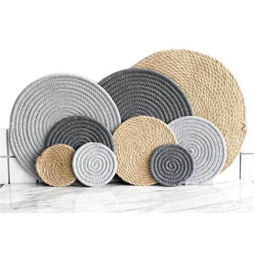 Cotton Coasters Linen Round Mats Set Insulation Coffee Pad P