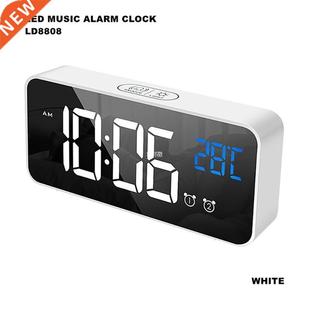 LED Mirror Alarm Clock Sound-Activated Clock Rechargeable Be