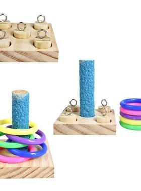 Birds Parrot Wooden Platform Plaic Rings Intelligence Trai