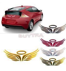 1 pcs 3D Angel Wings Car Window Bumper Body Badge Emblem Sti