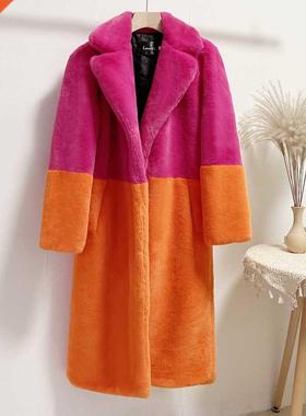 Women Contrast Color Mink Faux Plus Size Fur Coat S-5XL Wint