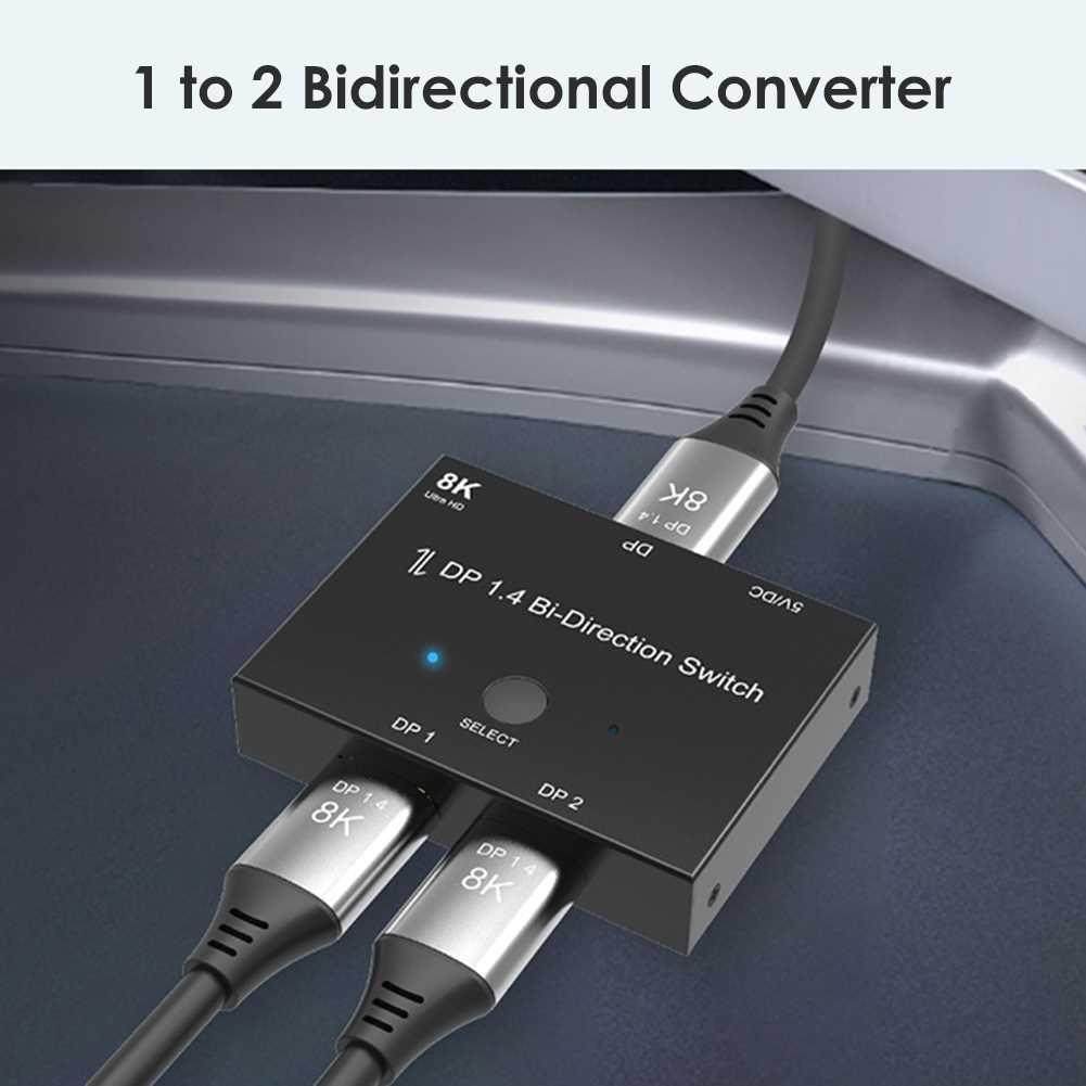 Displayport Splitter DP1.4 Bi-Direction Switch 8K/60Hz Audio