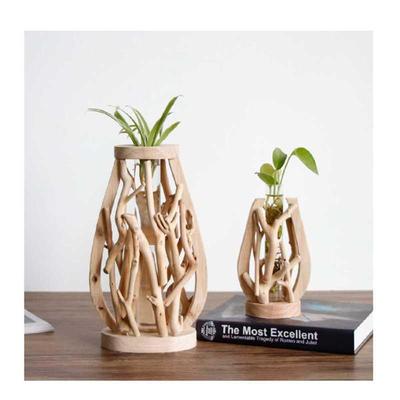 Fashionable Countertop Vase Bedside Table Wooden Transparent