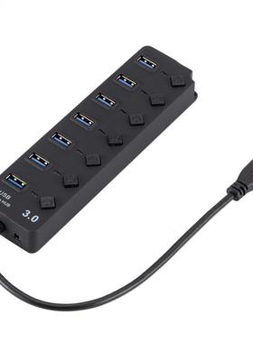 USB 3.0 7 Port Hub 5Gbps High Speed On/Off Switches AC Power