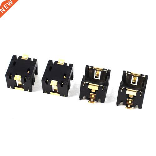 4 Pcs Black Button Con Cell Battery Socket Holder for 2 x A