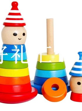 Montessori Baby Kids Toys Wood Clown Shake Tower Learning Ed