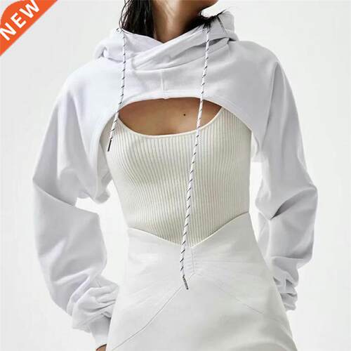Autumn New Women Super Cropped Hoodies Fashion Solid Color L