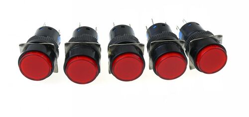 5 Pcs Red Round Cap 2 Terminals Fault Signal Lamp Indicator