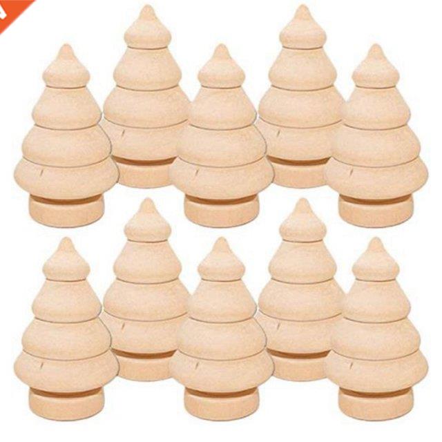20Pcs Unfinished Wood Christmas Tree, Blank Wooden Peg Dolls