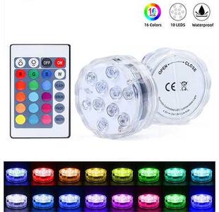 10 LED Pool Light Battery Operated Underwater Lam RGB Subme