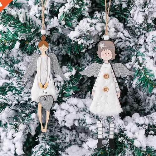 1pcs Wooden Angel Girl Pendant Doll Gift Christmas Wooden An