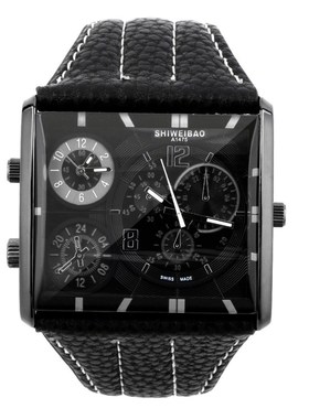 New Fashion Men's Dual Time Zone Movement Square Shape Quart