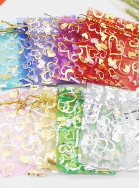 50pcs colorful organza bag iron heart rose special design po