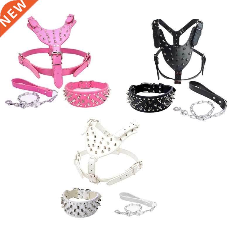 soft spiked studded leather dog walking training hiking spor