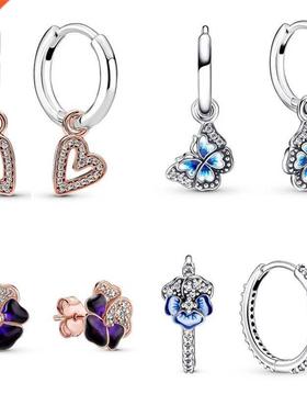 Authentic 925 Sterling Silver Sparkling Freehand Heart Stud