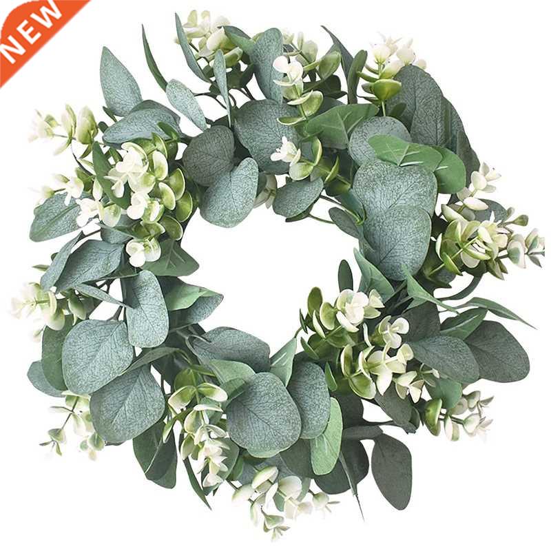 12Inch Wreath for Front Door Wall Artificial Eucalyptus Gree