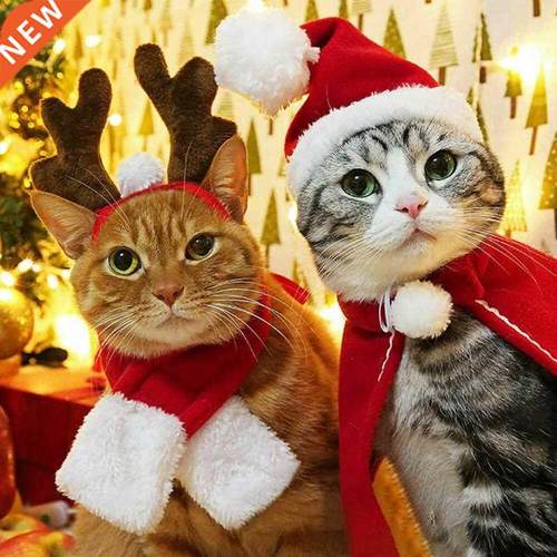 Christmas Dog Cat Hat Pet Cat Dog Caps Puppy Santa Red Scarf