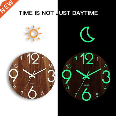12 Inch Luminous Wall Clock Silent for Kitchen Living Room D