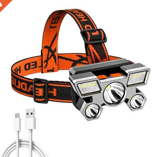 350LM LED Headlamp USB Rechargeable Waterproof COB 1200mAh O
