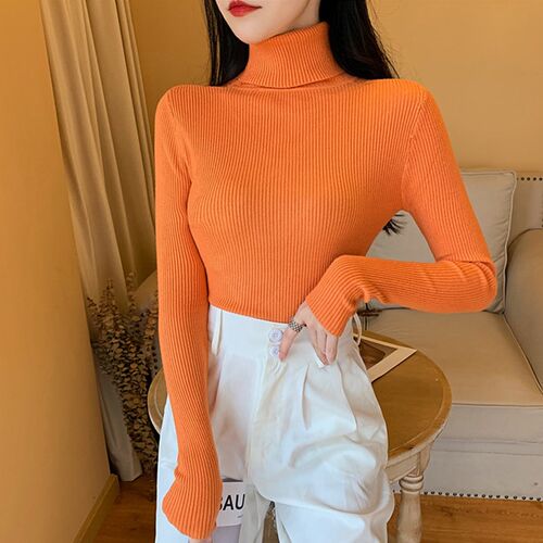 55% OFF 2021 Autumn Women Long sleeve Knitted foldover Turtl