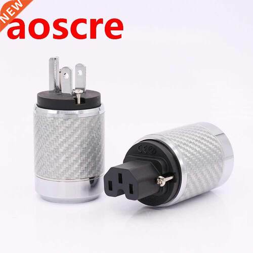 Carbon Fiber US Mains Power Plug IEC Plug Rhodium Plated Con
