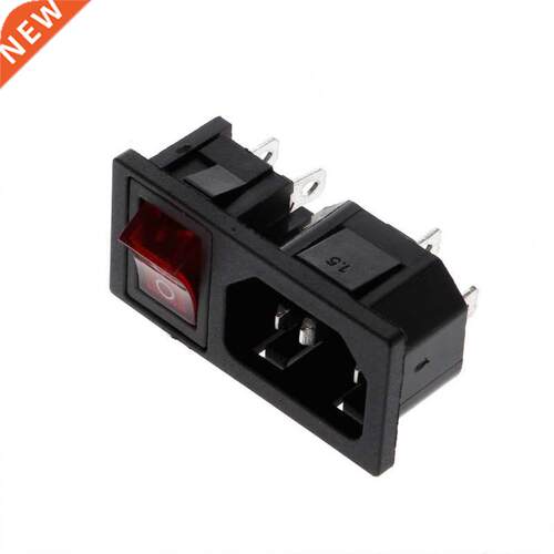 10A 250V AC SPST Rocker Switch 3 Pin IEC320 C14 Inlet Module