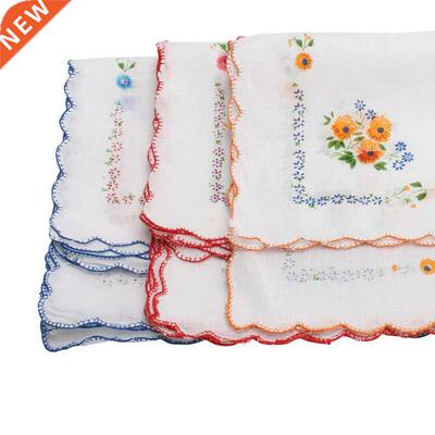 12 pcs Vintage Cotton Floral Pattern Handkerchief Pocket Tow