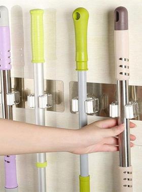 Wall tle stckng Mop Organzer Holder Rack Plastc wall mo