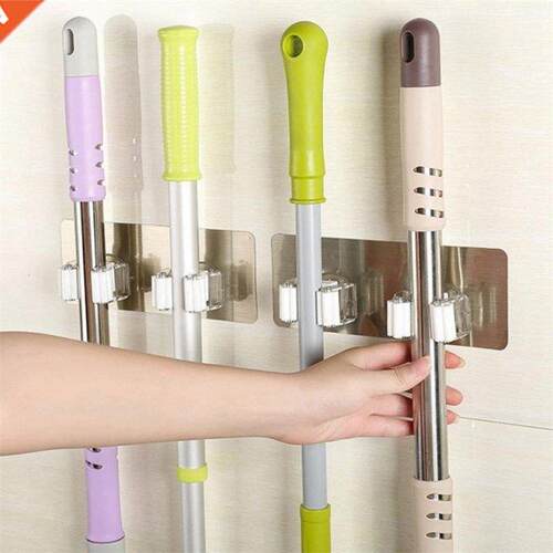 Wall tle stckng Mop Organzer Holder Rack Plastc wall mo