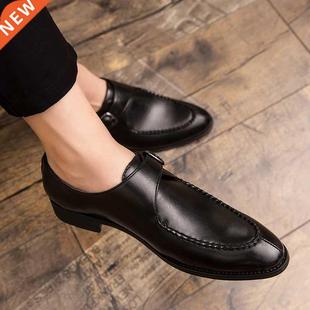 Leather shoes men Gingham Buckle Classic Business shoes for