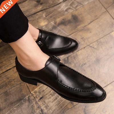 Leather shoes men Gingham Buckle Classic Business shoes for