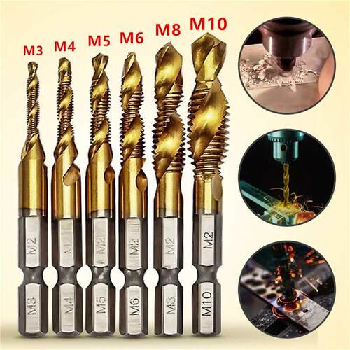M-M10 Combination Drill Screw Tap Bit 1/4		 Hex HSS 65