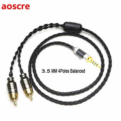 2.5/.5/4.4mm Balanced Male to 2 RCA Male Splitter Audio Cab