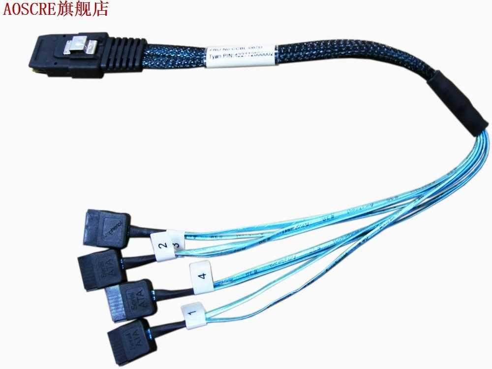 MiniSAS Cable 6Pin SFF-8087 to 7Pin 4 SATA 4cm Data Cable