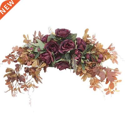 Artificial Rose Flower Swag Front Door Wreath Hanging Eucaly