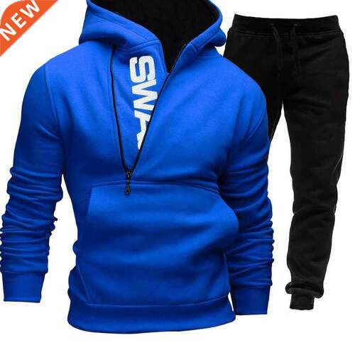 Men Tracksuits Suit Pocket Spring Autumn Hoodie Zipper Joggi