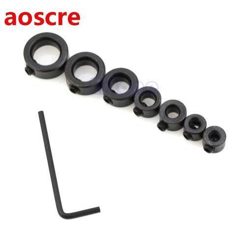 7Pcs Drill Depth Stop Collars Hex Wrench For Drill Bits Co