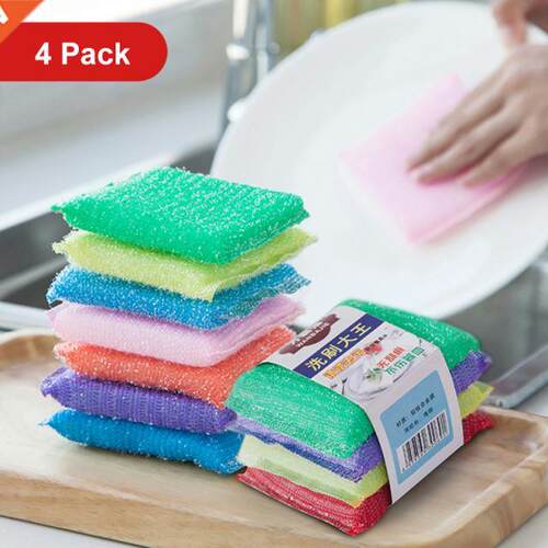 4Pcs Household Sponge Home Kitchen Cleaning Brush Washing Pa