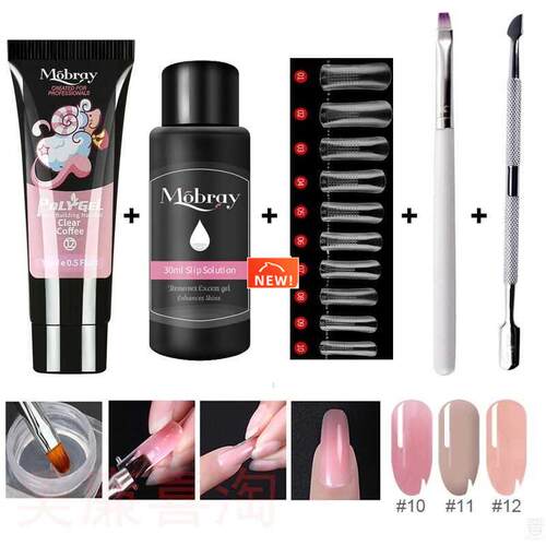 5pcs/Kit Nail Extension Poly Gel Set With Nial Tips Dual For